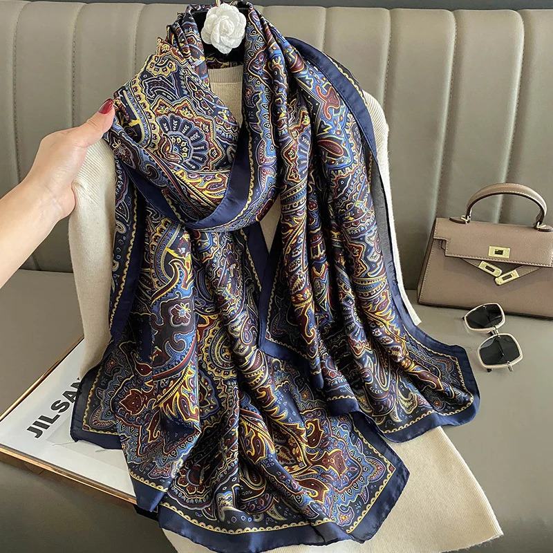 Spring Scarf Womens Scarf Silk Smooth Scarf Soft Muslim Headband Shawl Beach 85x180cm 260302