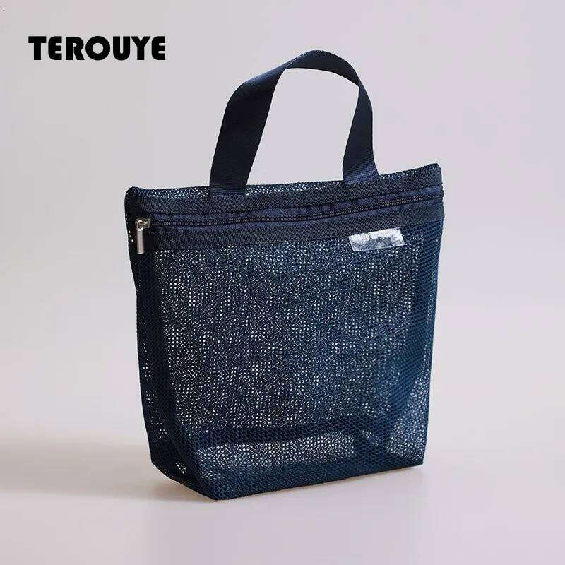 Mesh Makeup Toiletry Storage Bags Handbags Portable Travel Washing Body Shower Tools Hanging Cosmetic Organizer Pouch TEROUYE