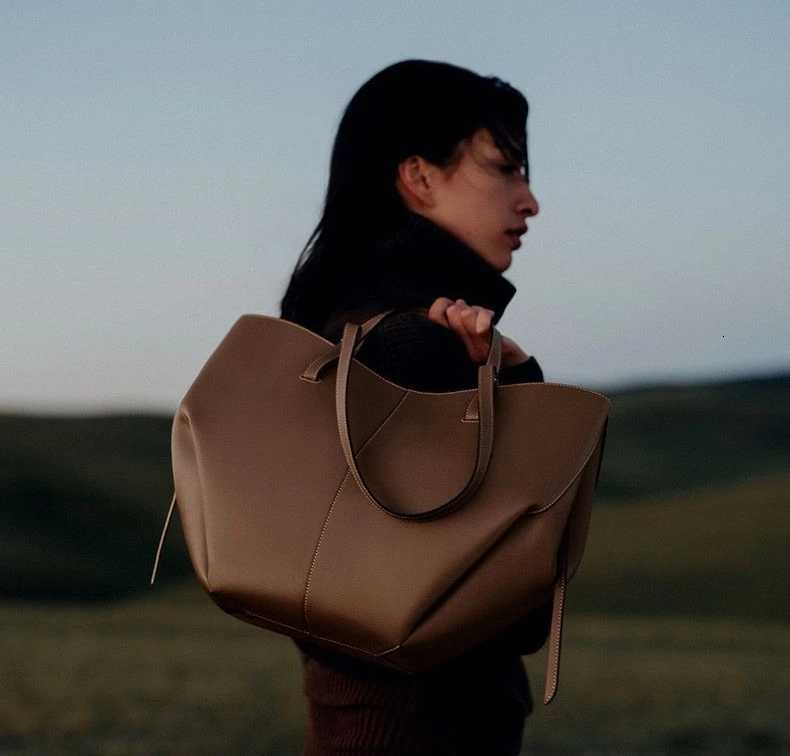 Fashionable French wing bag genuine leather tote bag niche hand-held large capacity shoulder underarm bag good gift H260306