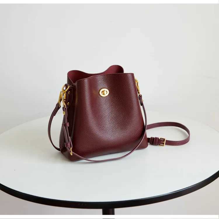 Fashion PU leather Women Handbags Large Capacity Fashion female Bucket Shoulder Bag Elegance ladies messenger bag burgundy totes H260306