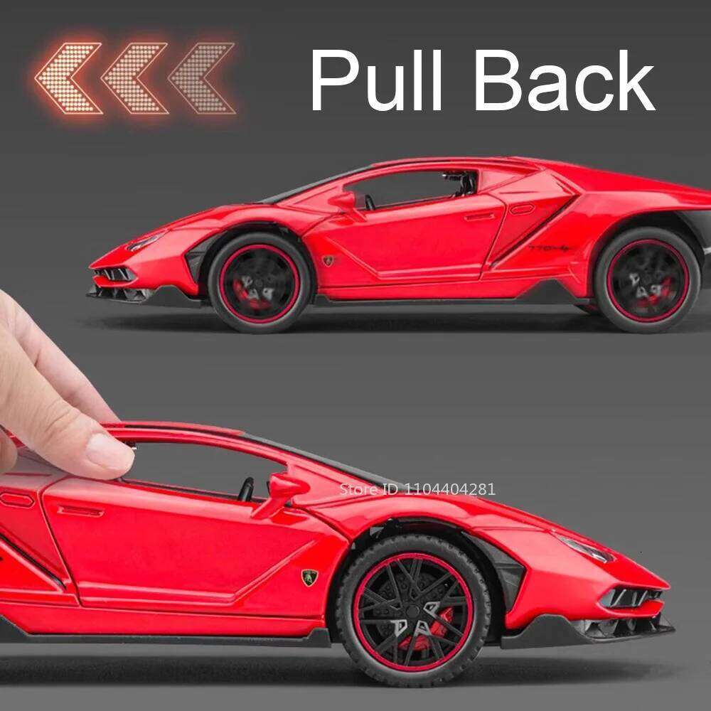 1:24 Lambor LP770-4 SVJ63 Model Toys Alloy Diecast Car Doors Opened Sound Light Pull Back Vehices Collect Simulation Models Gift Z260307