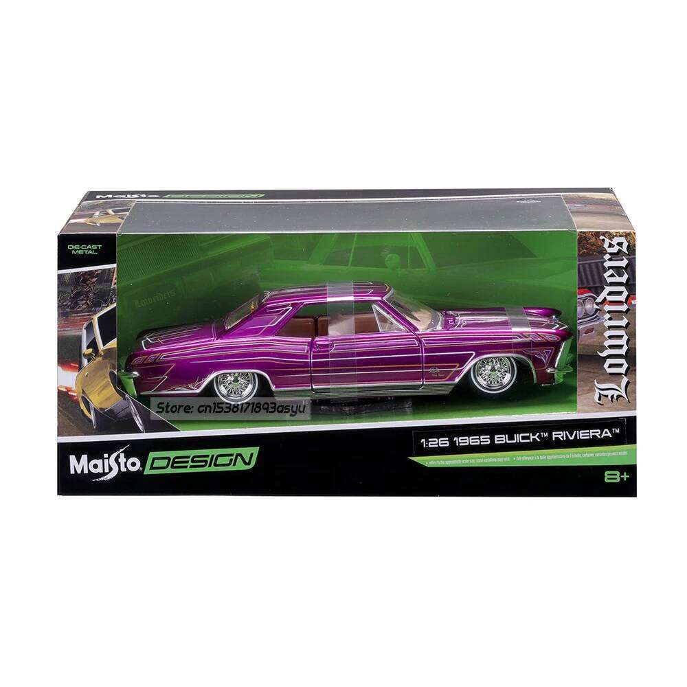 Maisto 1:26 1965 BUICK RIVIERA Purple alloy car model handicraft decoration collection toy tool gift die-casting Z260307