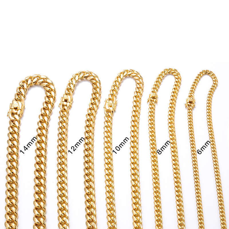 European and American Hip Hop Stainless Jewelry gold Cuban Chain Men's Trendy Rap Street High-Quality Titanium Steel Women's Necklace