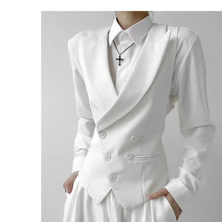 Womens Casual Suits Vest With A Lapel Collar Business British Style Highend Sense Gun Slim Waistcoat 260306