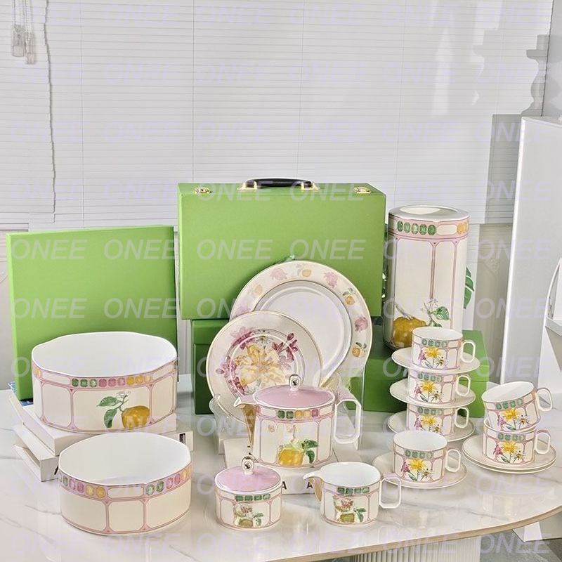 Bone China Edilia Coffee Set Plates Mugs Bone China Cups Vases Tableware Holiday Gifts Birthday Presents Home Dinner Plates Bowls