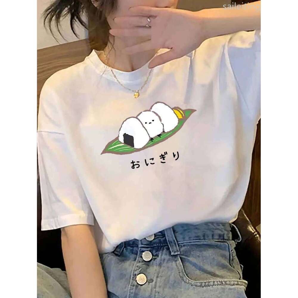Womens Cute Onigiri Rice Ball Graphic TShirt Summer with Harajuku Sleeve Casual Women's Clothing Street Aesthetic Clothes XJ260306 XJ260306