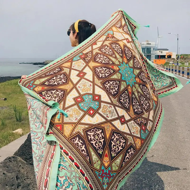 Fashions 90x180cm Twill Cotton Pareo Beach CoverUp Large Dress Bikini Bathing Swimwear Cover Up Sarong Wrap Scarf 260228