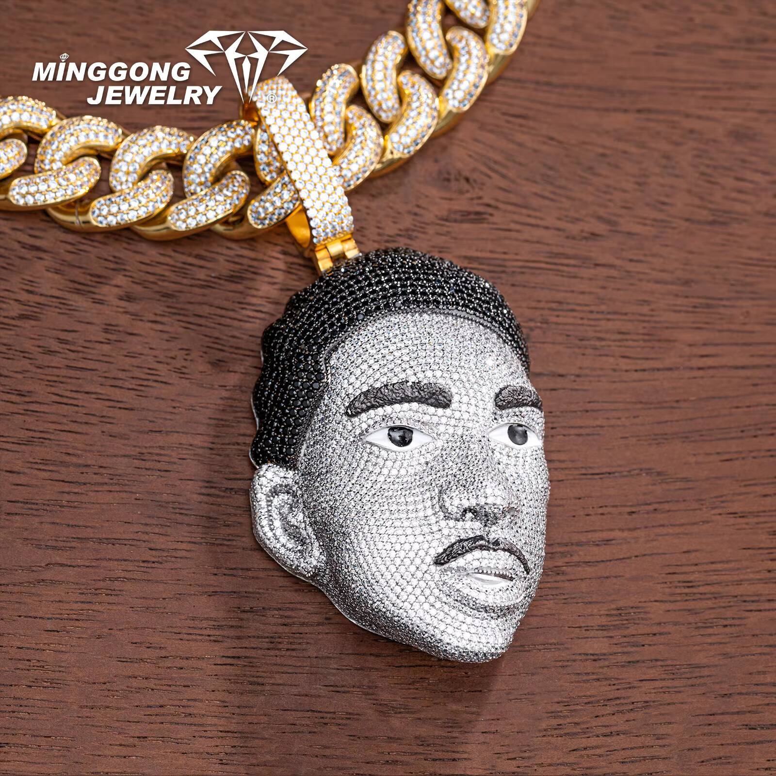 Custom Advanced Design Sterling Silver 22k Gold Plated Moissanite Pendant Hip Hop Rapper Style Chain for Men Women