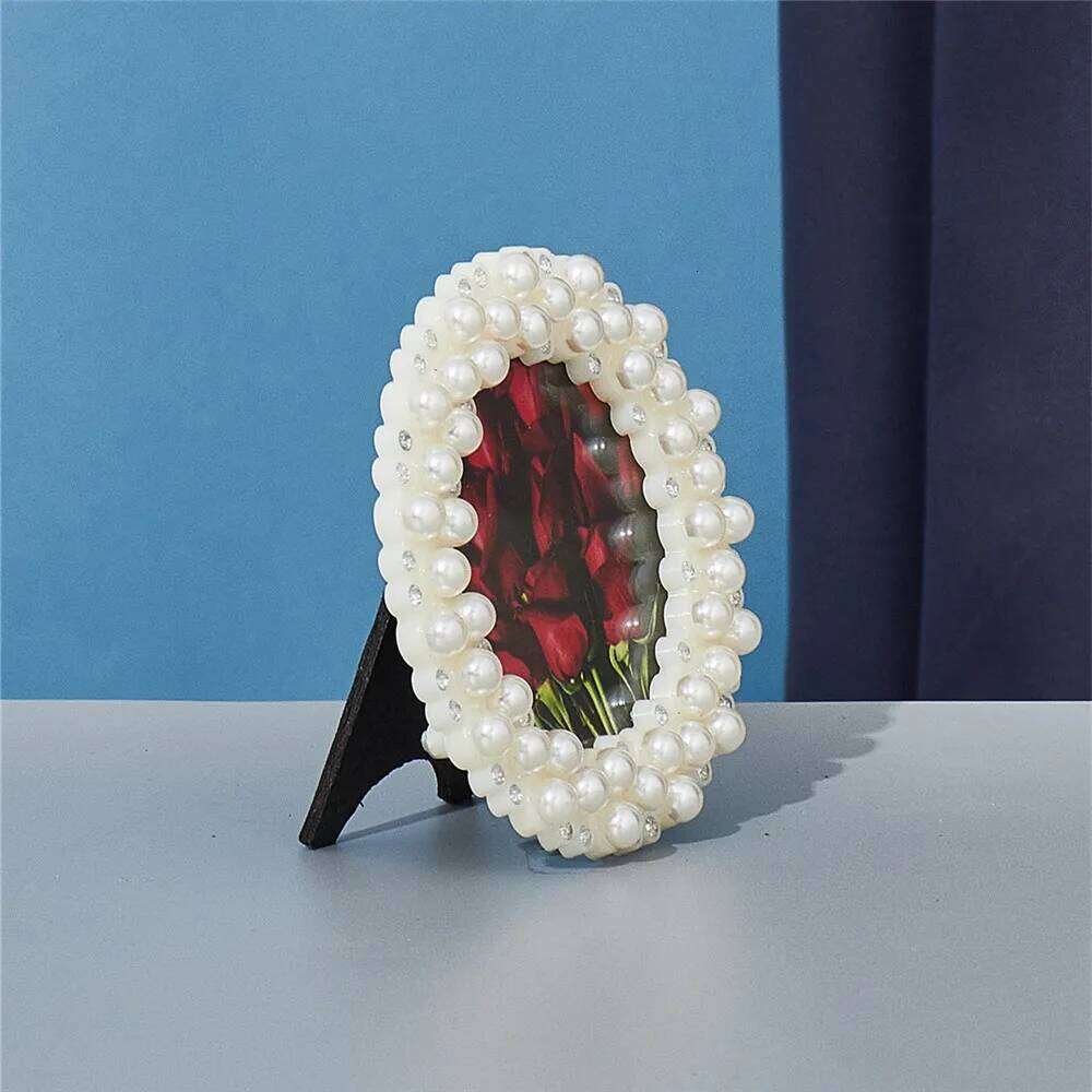 Japanese style pearl diamond round rectangle wedding children's birthday photo frame home decoration ornaments H260306