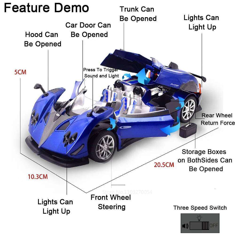 1:24 PAGANI Huayra Zonta HP Miniature Models Toys Alloy Diecast Car Doors Opened Sound Light Pull Back Vehices Fashion Ornaments Z260307