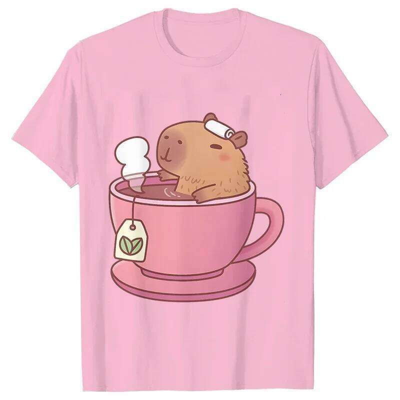 Graphic Tops Female Blouse Clothing Fashion Capybara Women's T-shirt Casual Sleeve Cute Aesthetic Clothes XJ260306 XJ260306