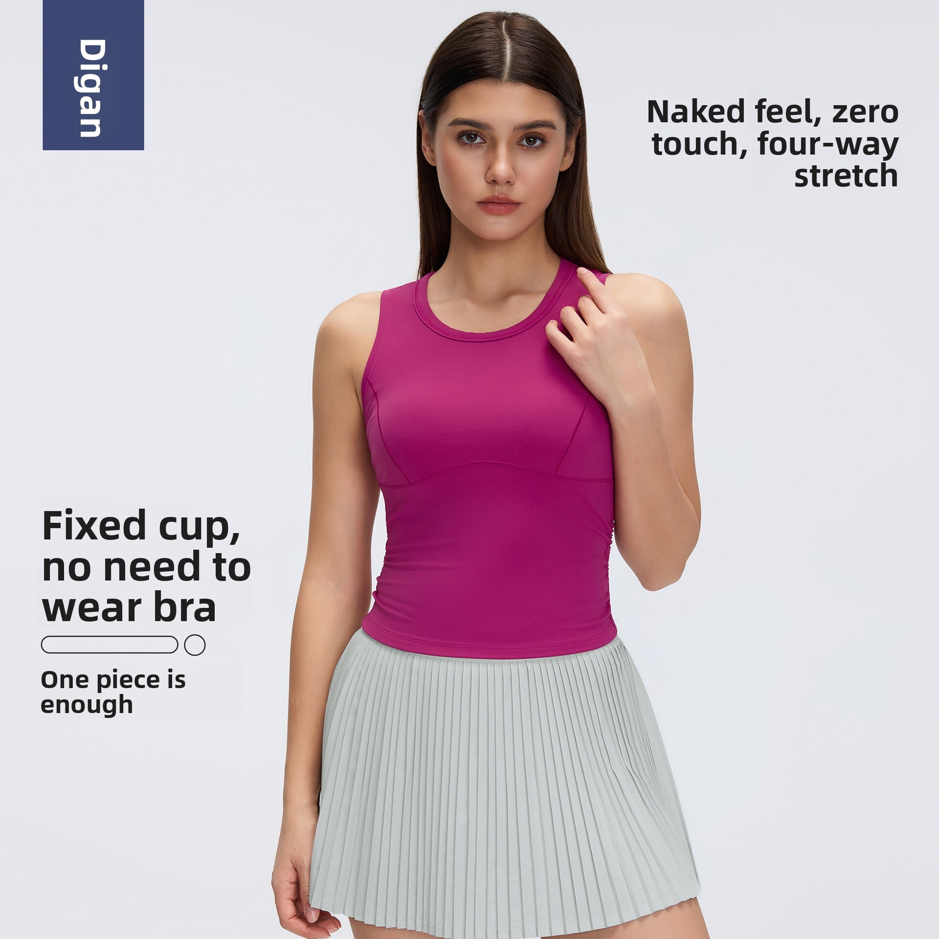 Sleeveless Sports Vest for Women, Slim Fit, Running Training Yoga Wear, No Bra Needed, Fitness Top D26003