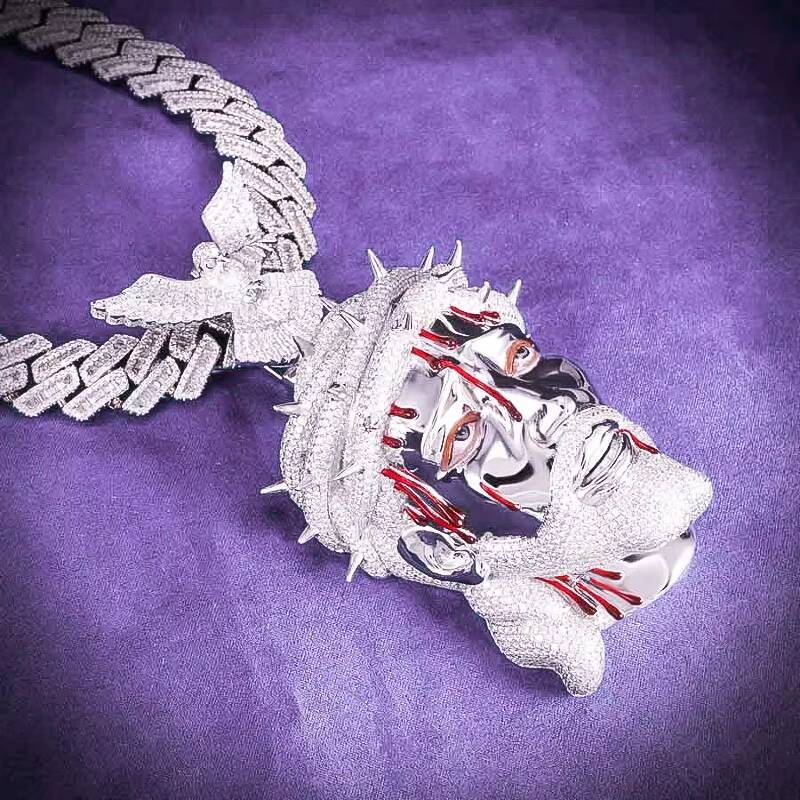 Hip Hop Fine Jewelry Passd Diamond Tester 925 Sterling Silver Iced Out VVS Moissanite Enamel Jesus Pendant for Men