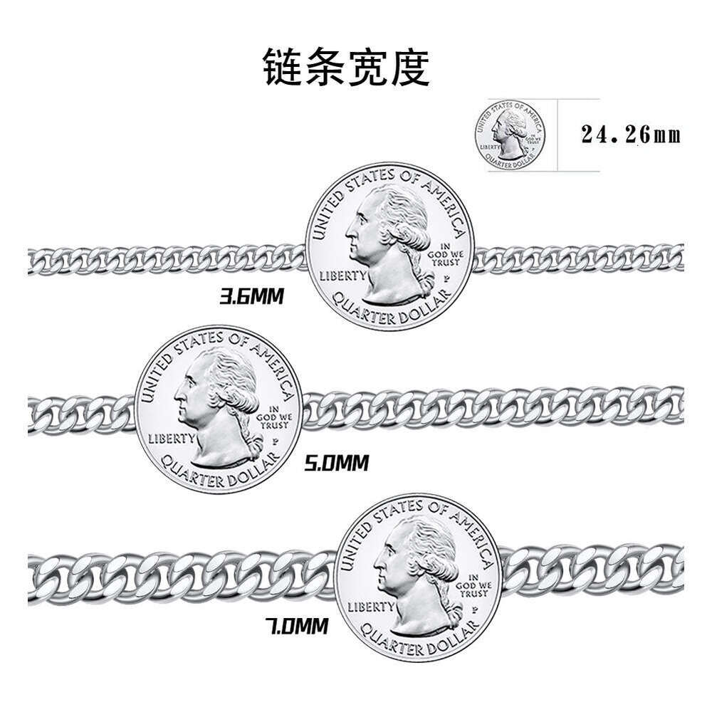 Premium Selection S925 Sterling Silver Necklace Hip Hop Cuban Chain Unisex Trend Factory Direct Jewelry Wholesale Cross-Border