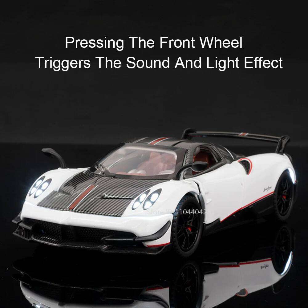 1:32 Pagani Huayra BC Dinastia Alloy Sports Car Diecast Model Toy with Sound Light Pull Back Doors Opened Vehice Children's Gift Z260306