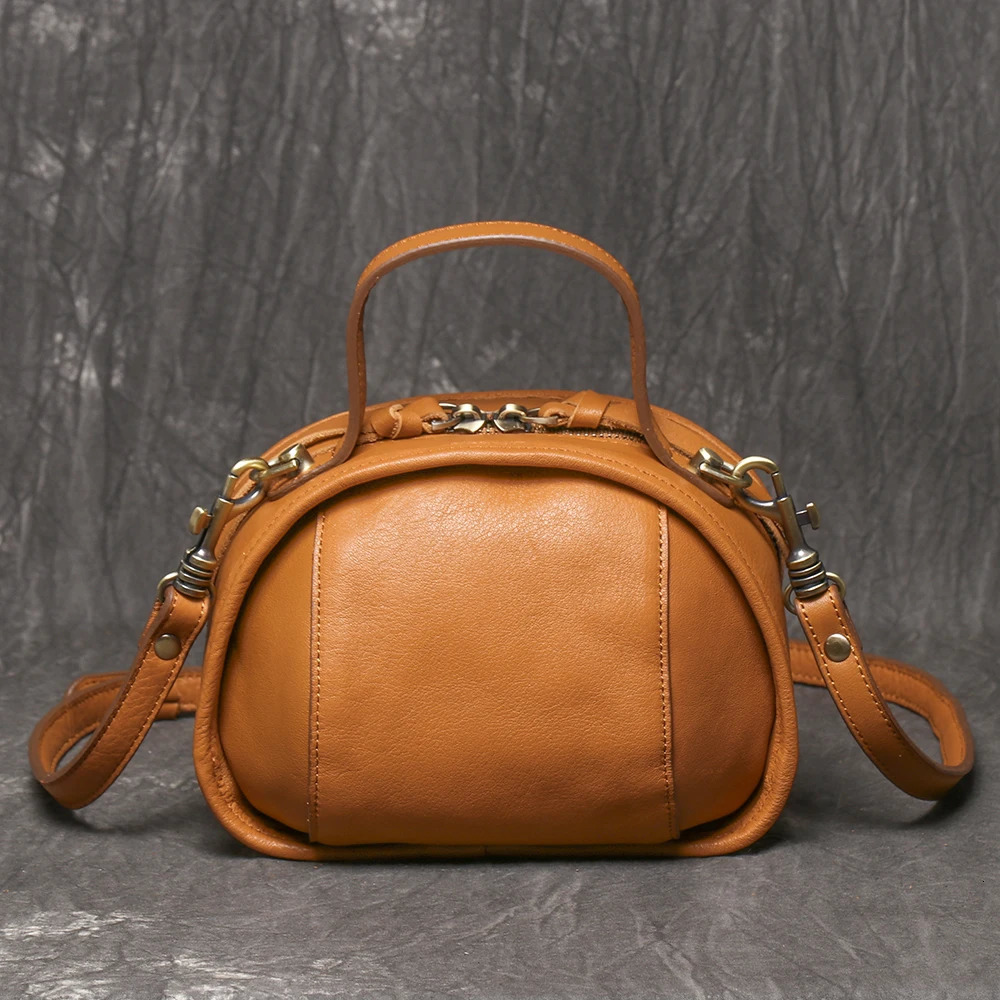 LUOKIR Genuine Leather Womens Crossbody Bag Top Layer Cowhide Exquisite Handbag Daily Travel Mobile Phone Bowling bag 260227