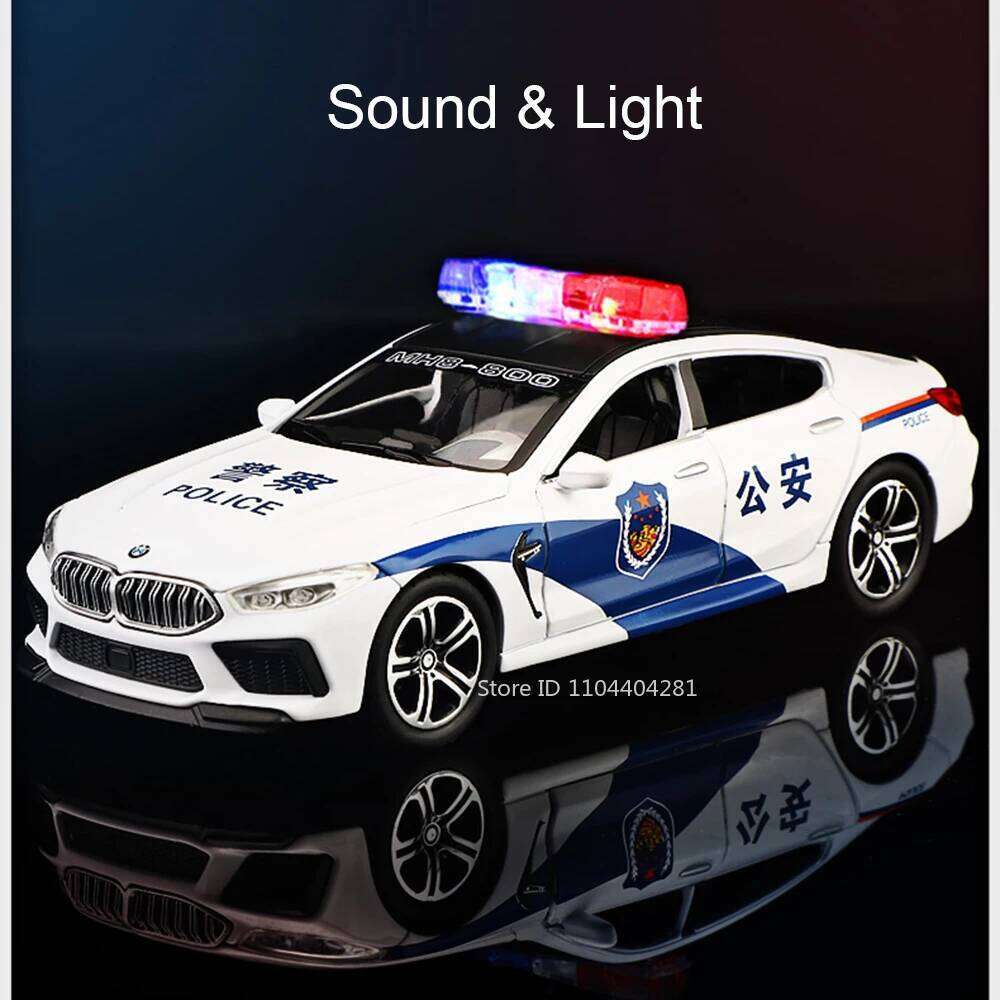 1:32 M8 M4 Alloy Police Car Diecast Model Toys 6 Doors Opened Sound Light Pull Back Miniature Vehices Favorite Collecting Models Z260306