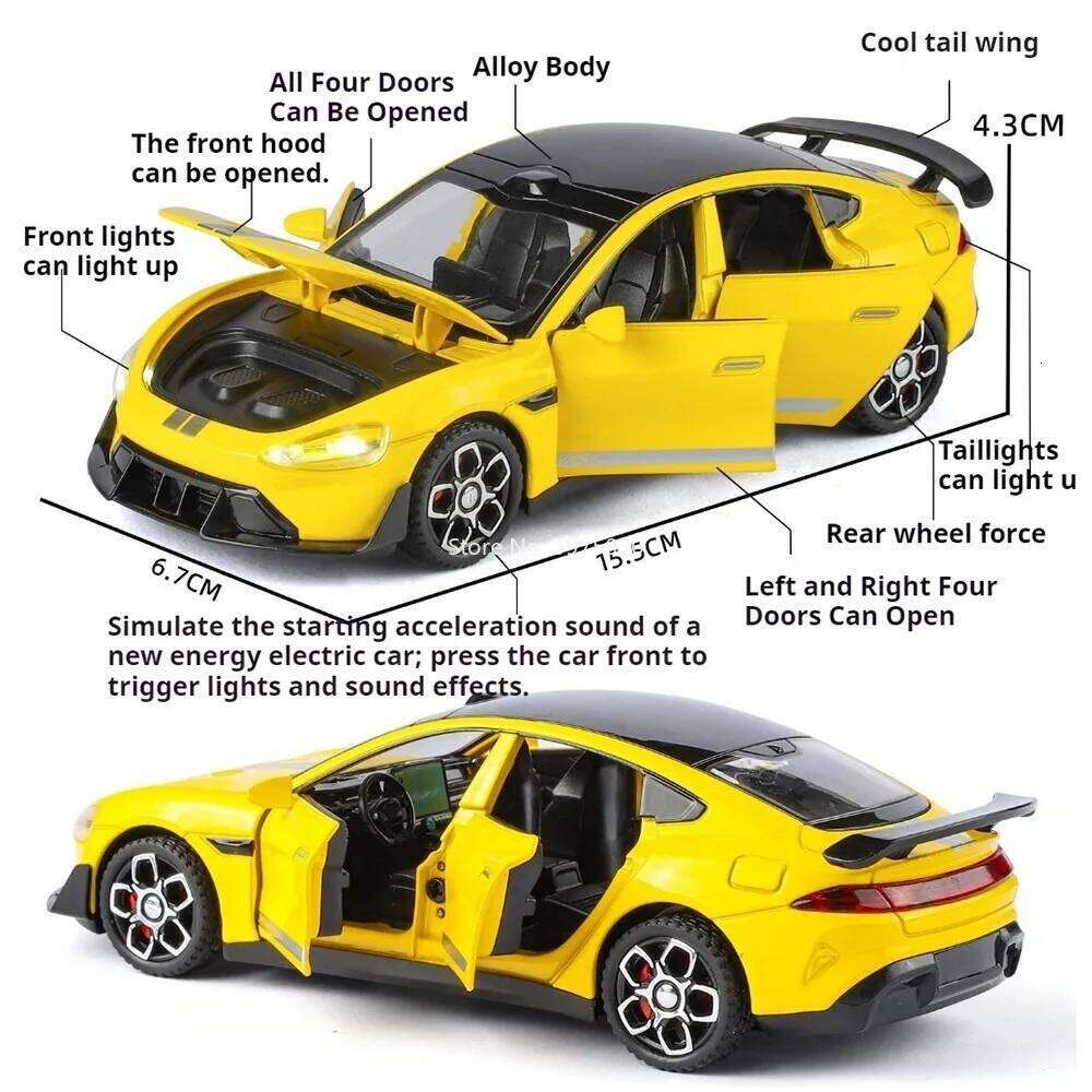 1:32 SU7 Honda NEW TYPER Toys Models Cars Doors Opened Light Music Miniature Vehicles Wheel Pull Back Car Perfect Gifts for Kids Z260306