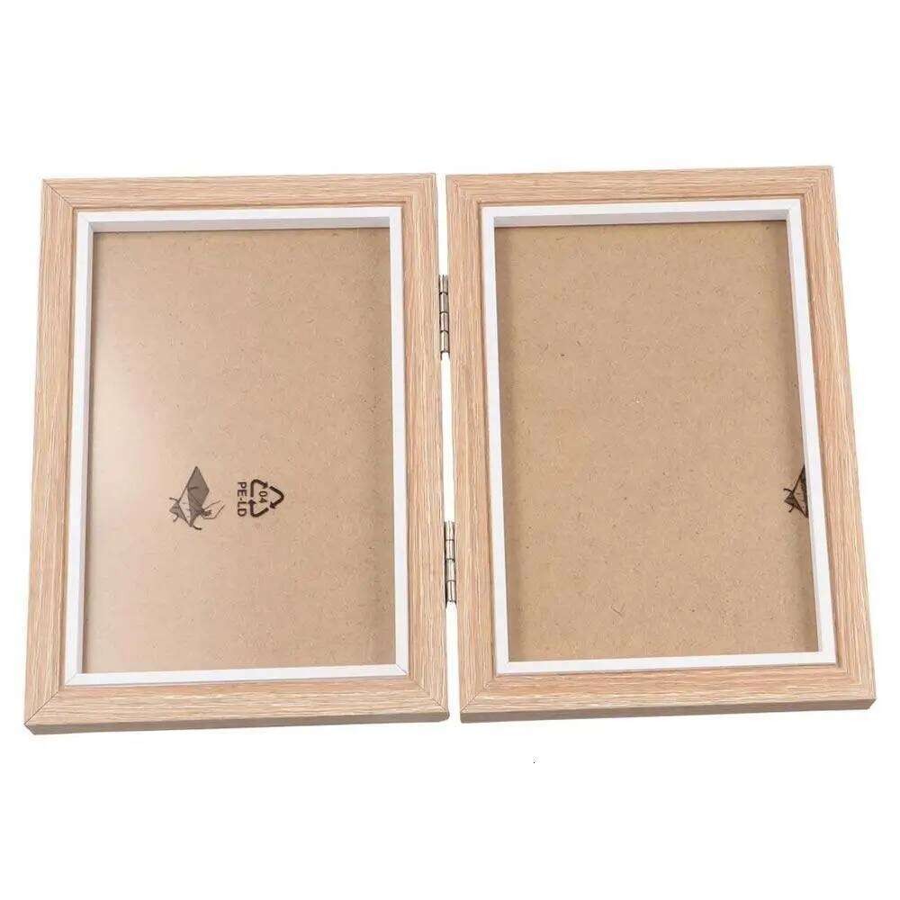 Creative Foldable Hinge Photo Rectangular Double/Triple Portrait Picture Frame Wooden 6/7/8 Inches H260306