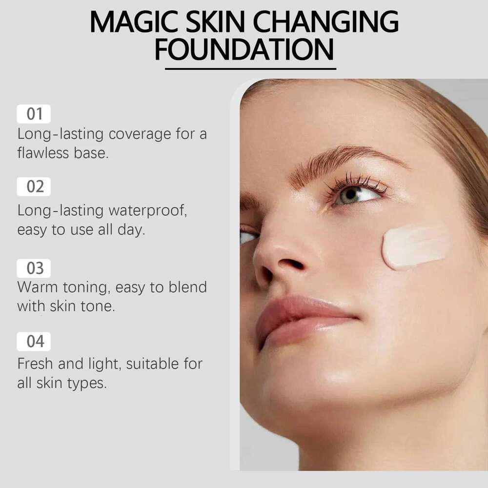 Color Changing Hyaluronic Acid Waterproof Oil Control High Coverage Makeup Base Magic Covering Foundation Liquid 30ml 26L0306