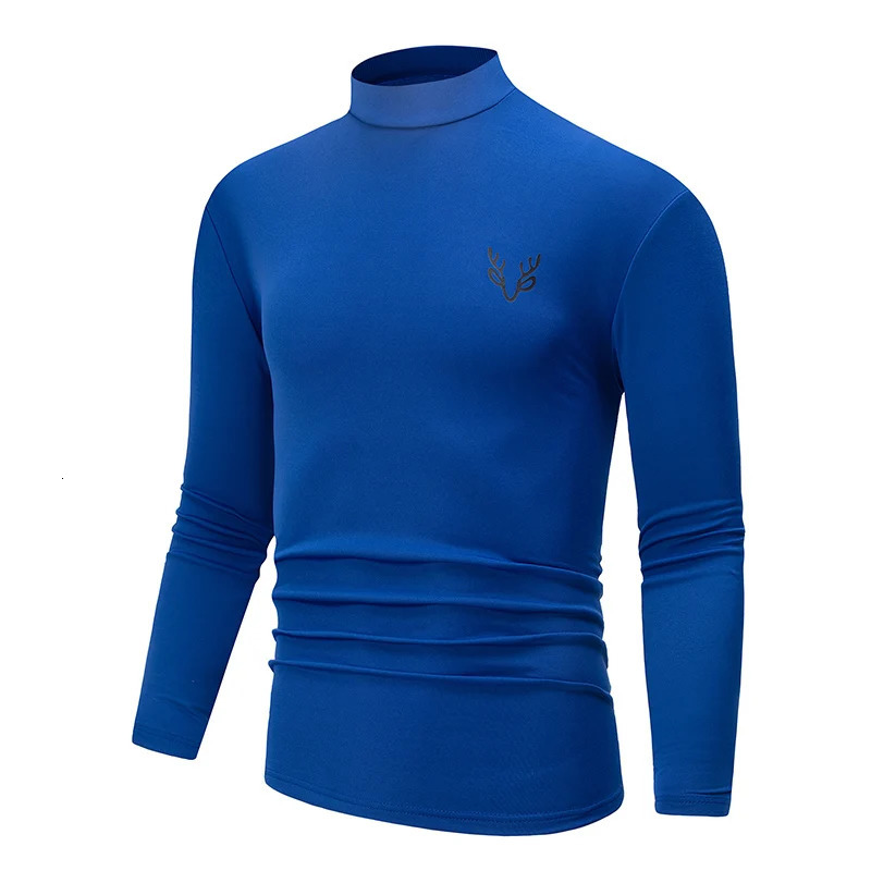 31 Piece Autumn And Winter Mens Solid Color Semi High Neck Casual Simple Warm Long sleeved Tshirt Youth Plus Size Base Top 260302