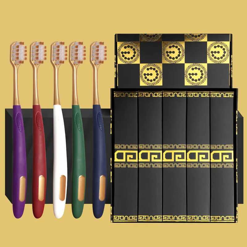 This 5-piece soft bristle toothbrush gift box set is a practical household necessity ideal for adult daily home teeth cleaning and oral care.T260307