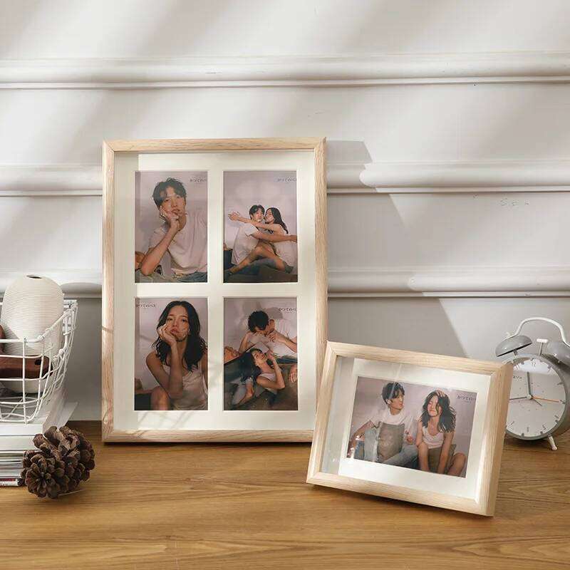 Photo table with cardboard 6 inch four hole combination photo hanging wall two or three picture frame wood H260306