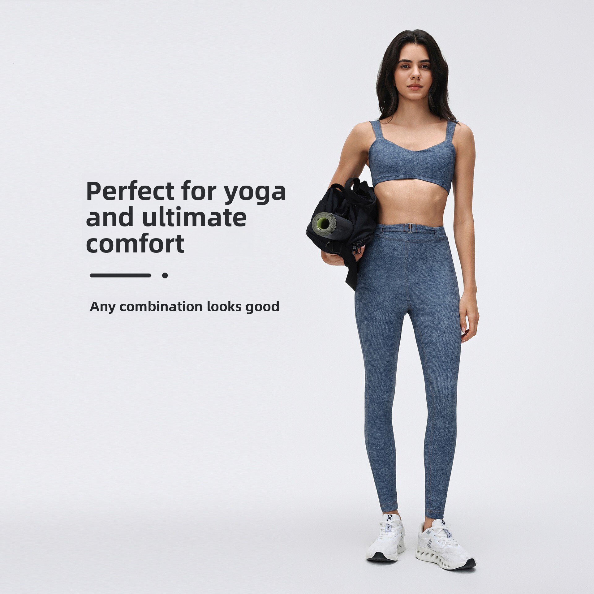 Strappy Denim Style Tube Top Push-Up Sports Shock Absorption Anti-Sagging Fitness Yoga Bra D26063