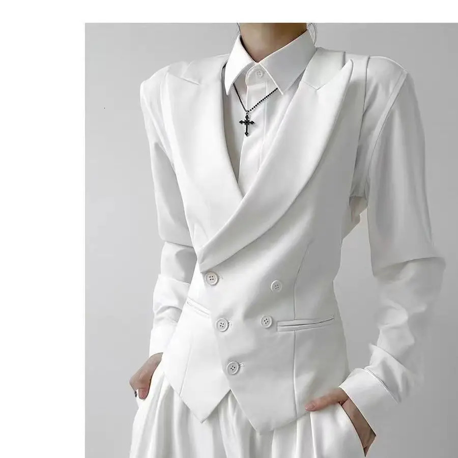 Womens Casual Suits Vest With A Lapel Collar Business British Style Highend Sense Gun Slim Waistcoat 260306