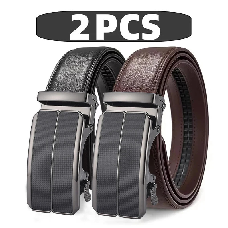 Mens Automatic Belt Adjustable Ratchet Belt for Men Brown/Black High-Quality Genuine Leather Belt Business Casual Belt for Men 260302