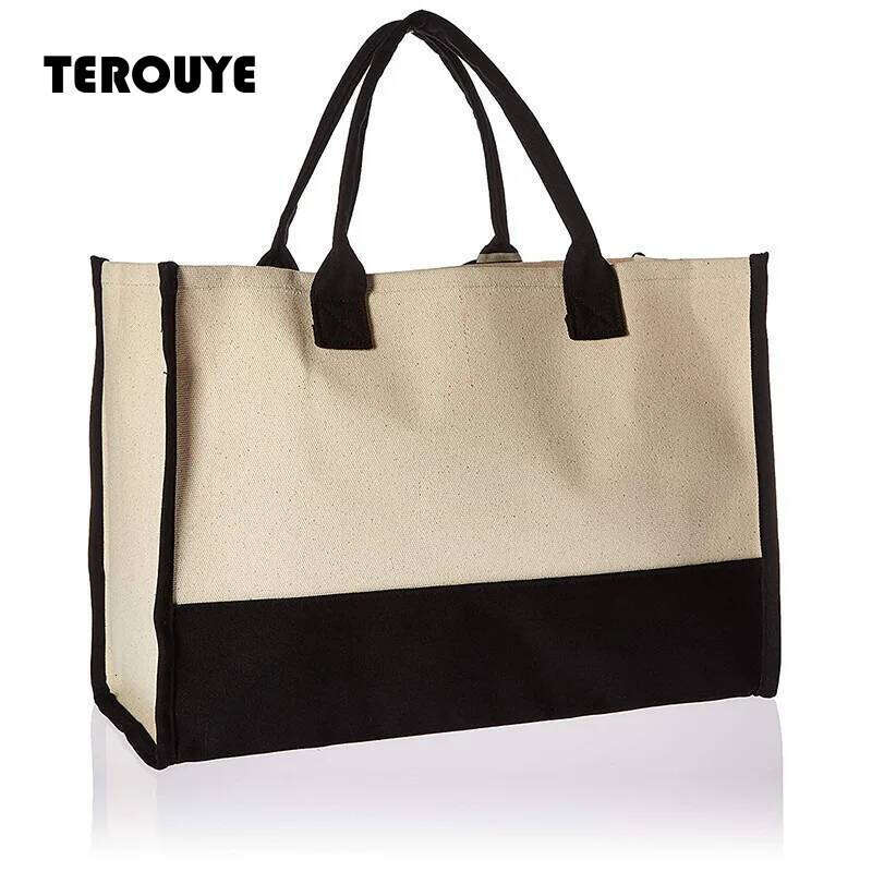 Tote Fashion Canvas Totes Letters Flower Portable Shoulder Shopping Casual Beach Bag Large Capacity Handbag Wholesale TEROUYE