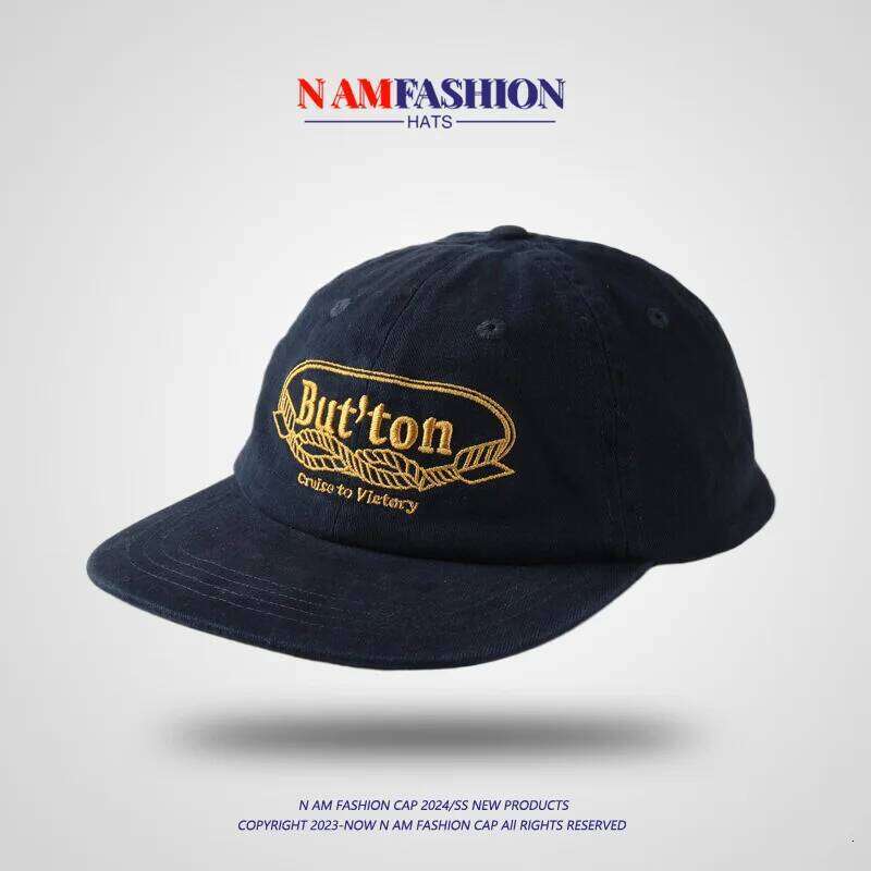 Retro Washed Cotton Soft Top Flat Eaves Men's and Women's Letter Embroidery Street Hip-Hop Baseball Cap Fashion Y260304