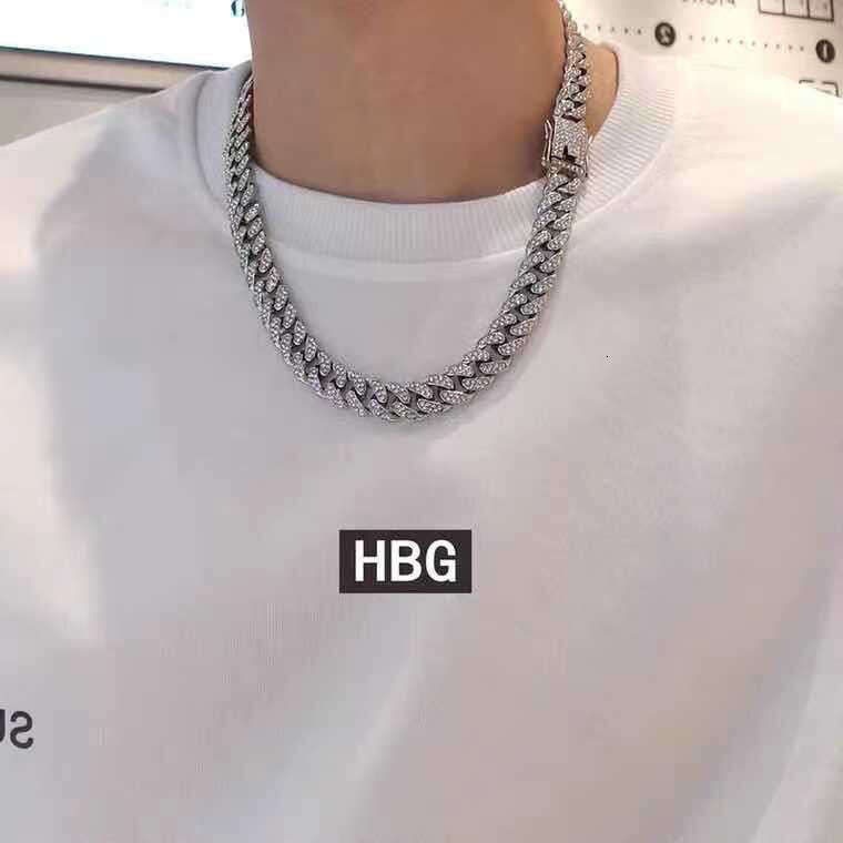 European American alloy men's Cuban chain, fully studded with diamonds, quality, 12mm, hip-hop style, cross-border wholesale, cool and high quali