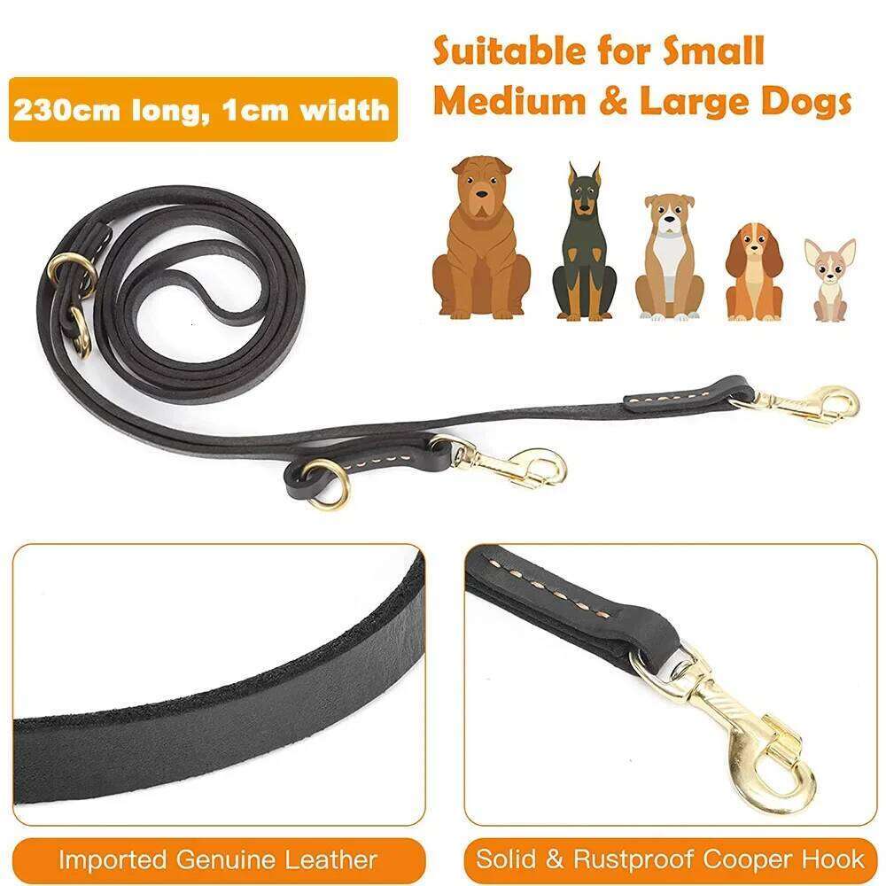 Genuine Leather Hands Free Adjustable Service Dog Strong Multi Function Cross Body Leash for Dogs 7 Uses in One Pet Lead 26Y0301