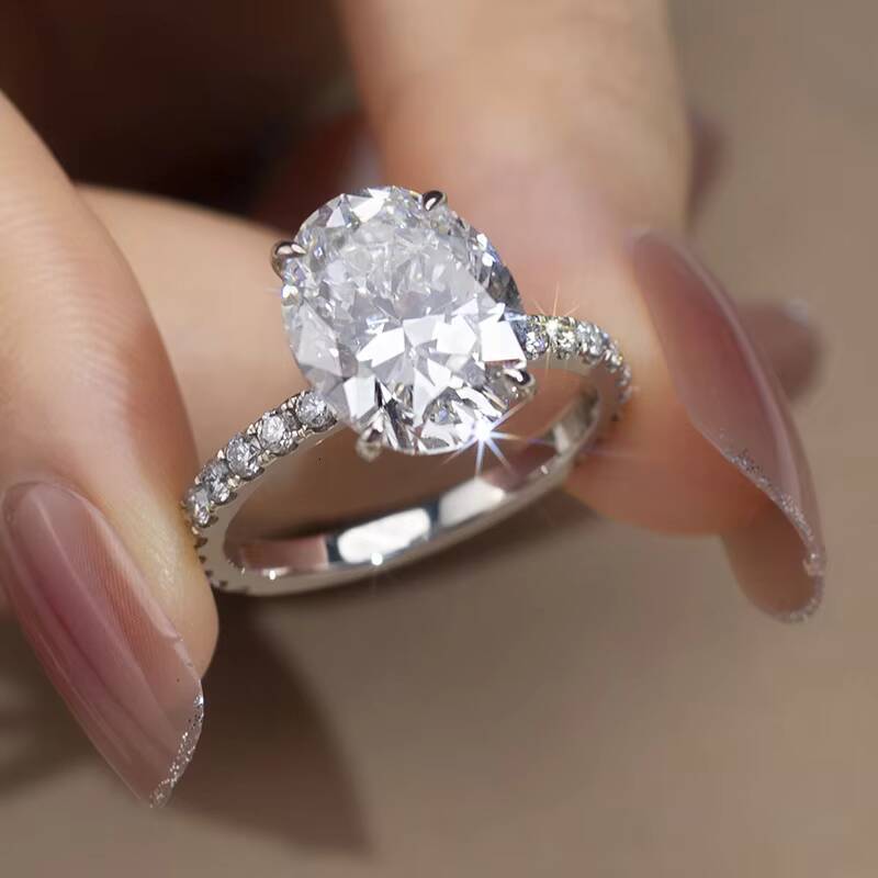 New Trend Wedding 18K Fine Jewelry 18K Gold Lab Diamond Rings Oval Cut Ring Solitaire Rings for Women