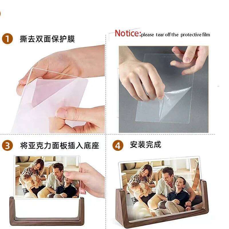 Nordic Acrylic Frame Wooden Kpop Idol Display Wedding Party Picture Holder Desktop Office Photo Decor H260306