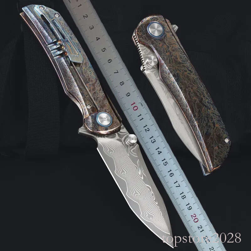 pocket knife High End 8875 Flipper Folding Knife VG10 Damascus Steel Blade Anodic treatment TC4 Titanium Alloy Handle Ball Bearing EDC Pocket knives