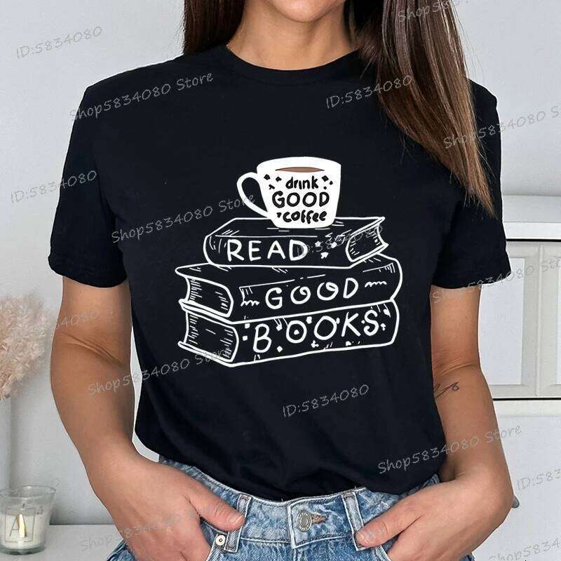 Casual Vintage T Shirt Women Trendy Bookish Short Sleeve T-shirt Book Party Gift Coffee Lover Summer Clothes XJ260306