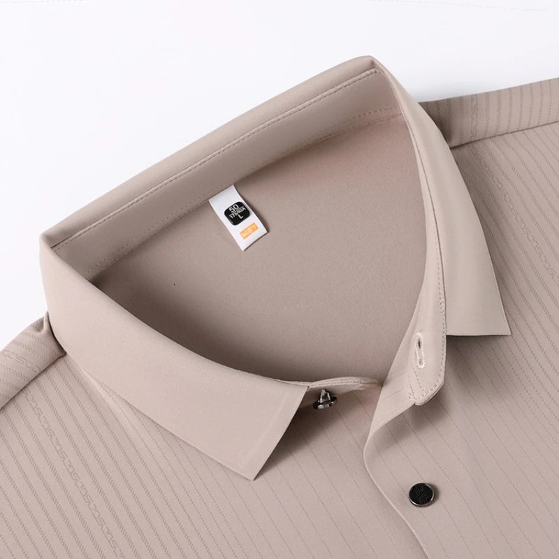 Mens Stretch Stripe Shirt - Elegant Slim Fit Long Sleeve for Business Casual Wrinkle-Resistant Office-to-Commute Wear M-4XL 260305
