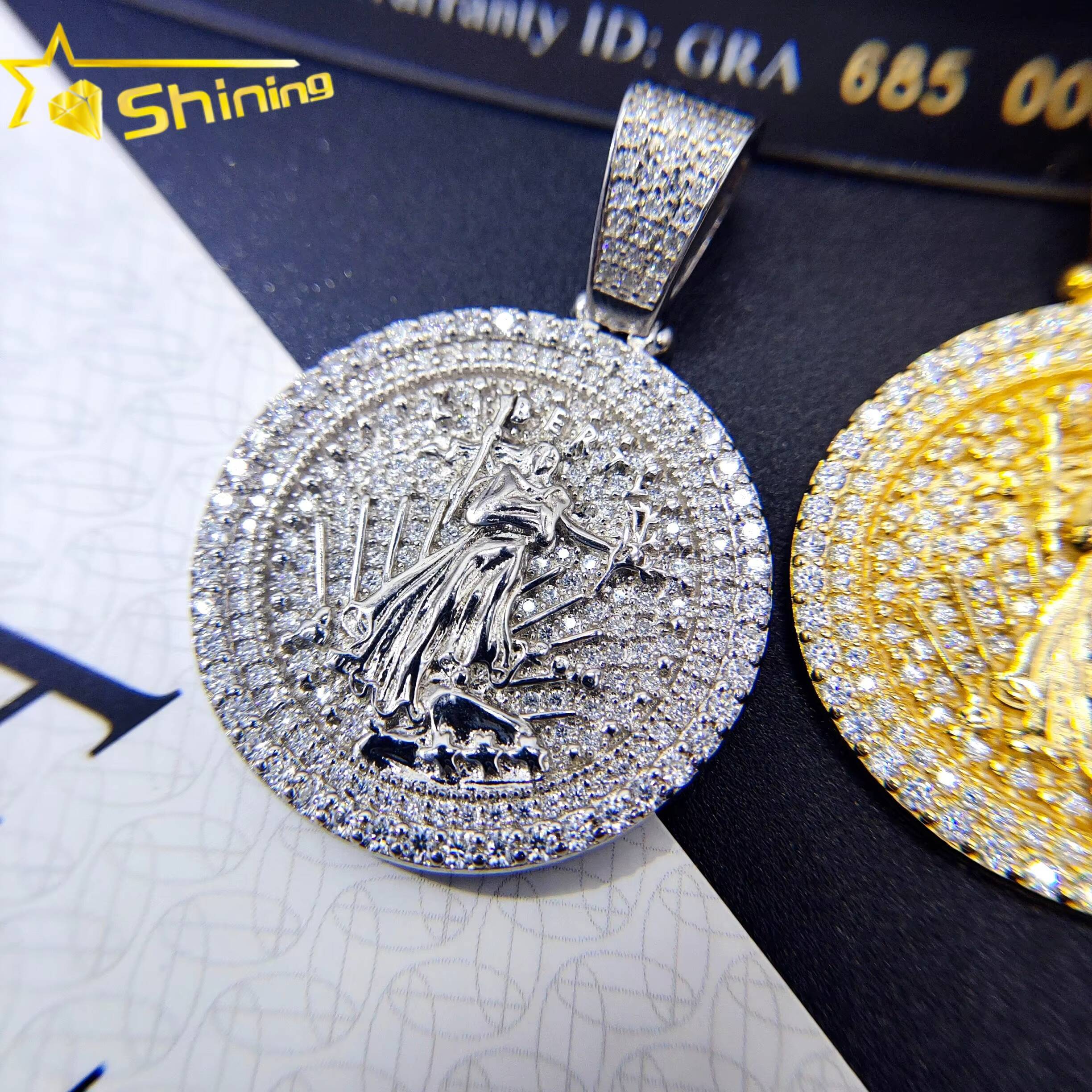925 Sterling Silver Hip Hop Pendants GRA Certified Liberty Pendant Custom Moissanite Necklace Pendant