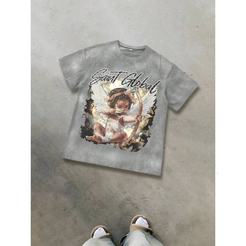 Luxury Brand Designer Clothes Pure Cotton Washed 230G T-Shirt Combining Faith And Fashion: Cheru