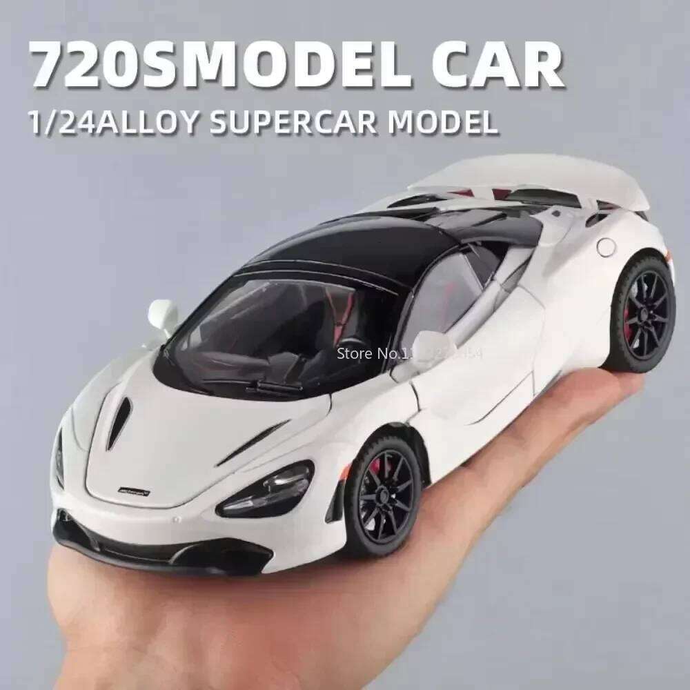 1:24 720s Apollo IE Alloy Model Toys Diecast Cars Doors Opened Sound Light Pull Back Front Wheel Steering Vehices Birthday Gifts Z260306