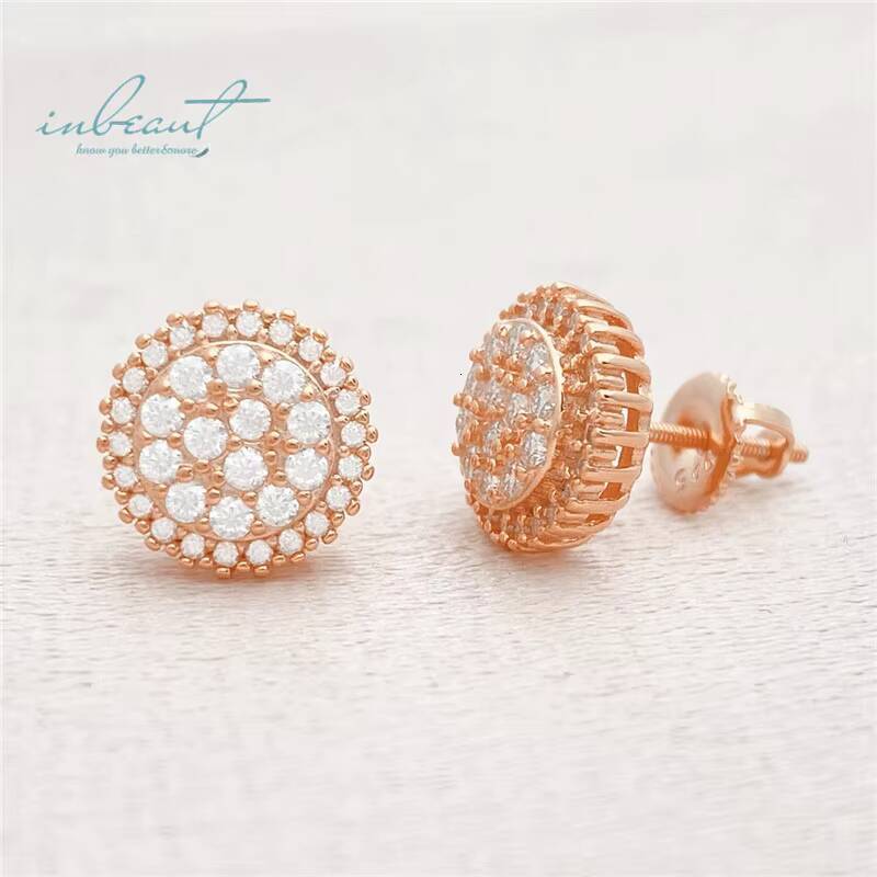 18K Yellow/Rose/White Gold Plated Diamond Test Past Total 2 Carat Round Brilliant Cut Micro D Color Moissanite Stud Earrings