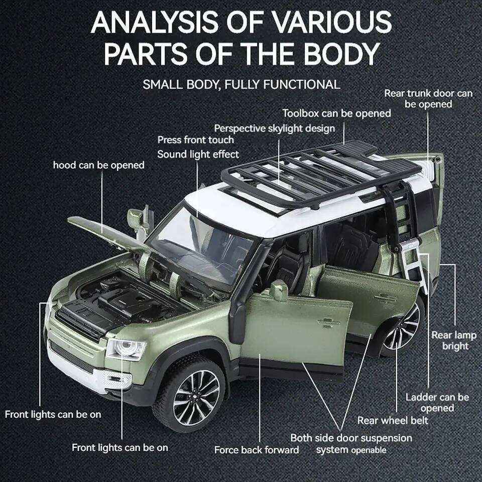 1/32 Diecast Model Car Pullback Vehicle Toy Collection for Land Rover New Defender 110, Gift, with Sound and Light Z260306