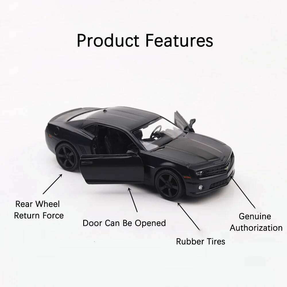1:36 Chevrolet Camaro Toys Cars Alloy Diecast Model Wheel Pull Back Rubber Tires Vehicle 2 Doors Opened Car Boy Decoration Gifts Z260307