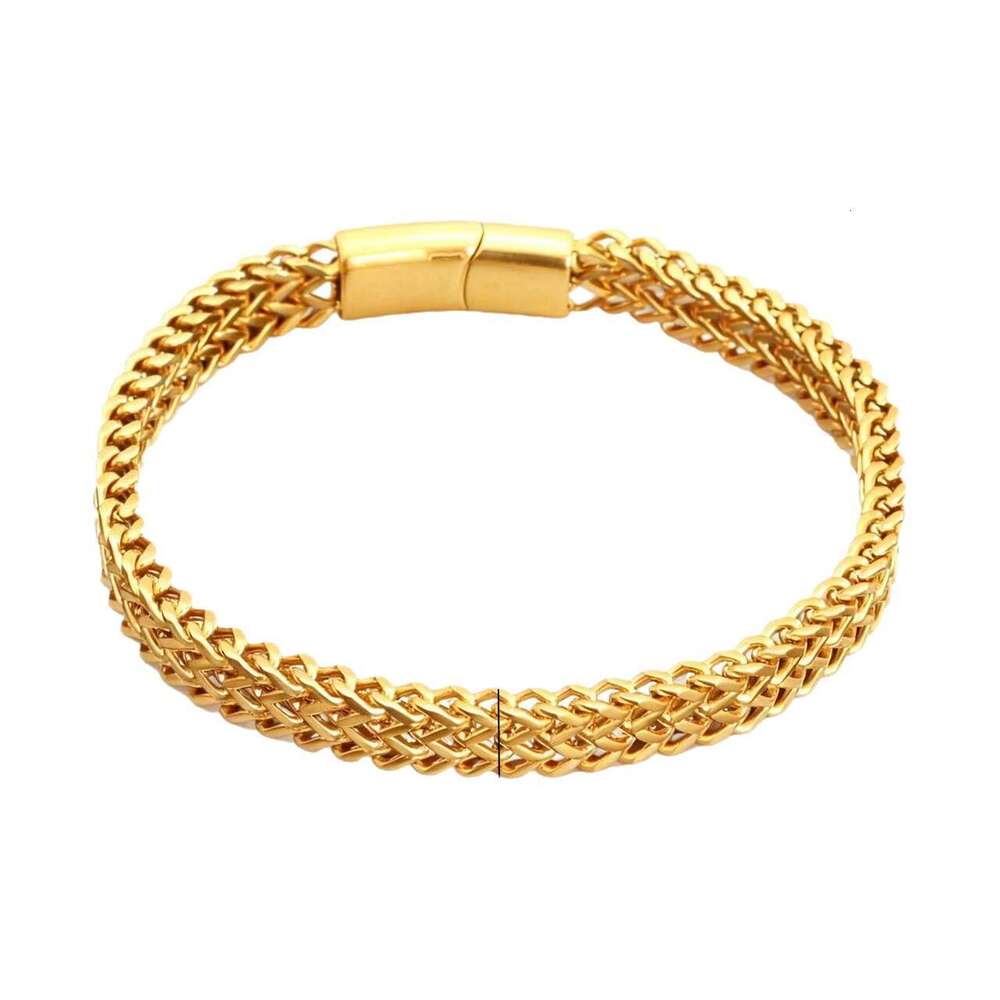 PVD Plated 18K Gold Men's Hip Hop Cuban Chain Mesh Cross-Border Foreign Trade European and American Style Fashion Bracelet Wholesale
