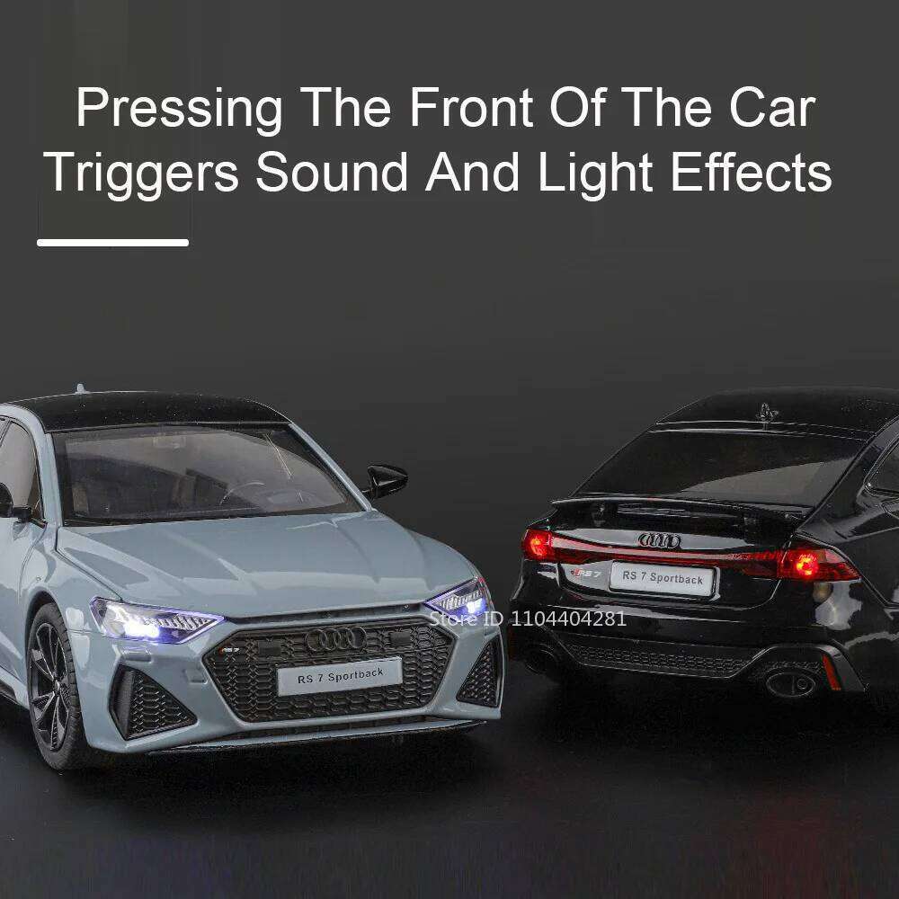 1:24 RS7 SPORTBACK Alloy A7 Model Toys Diecast Car 6 Doors Opened Sound Light Pull Back Miniature Vehice Fashion Home Decor Gift Z260306
