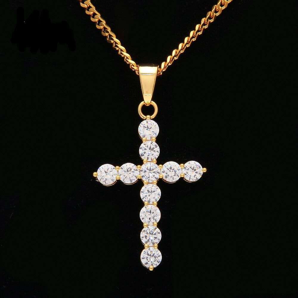 European and American high-quality men's accessories, micro-inlaid AAA zircon cross pendant, hip-hop Cuban chain wholesale