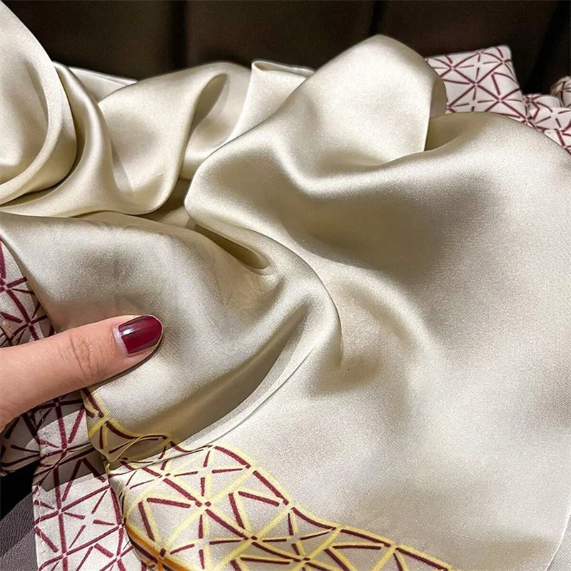 2024 Silk Scarves Women Hijab Scarf Floral Foulard Femme Shawls Wraps Silk Bandana Head Scarf Hijab Beach Poncho 260302