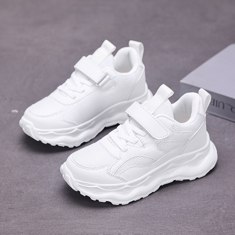 Free shipping Boys and girls' sports shoes, breathable mesh shoes, soft-soled campus breathable mesh white shoes Teenagers sports spring autumn S